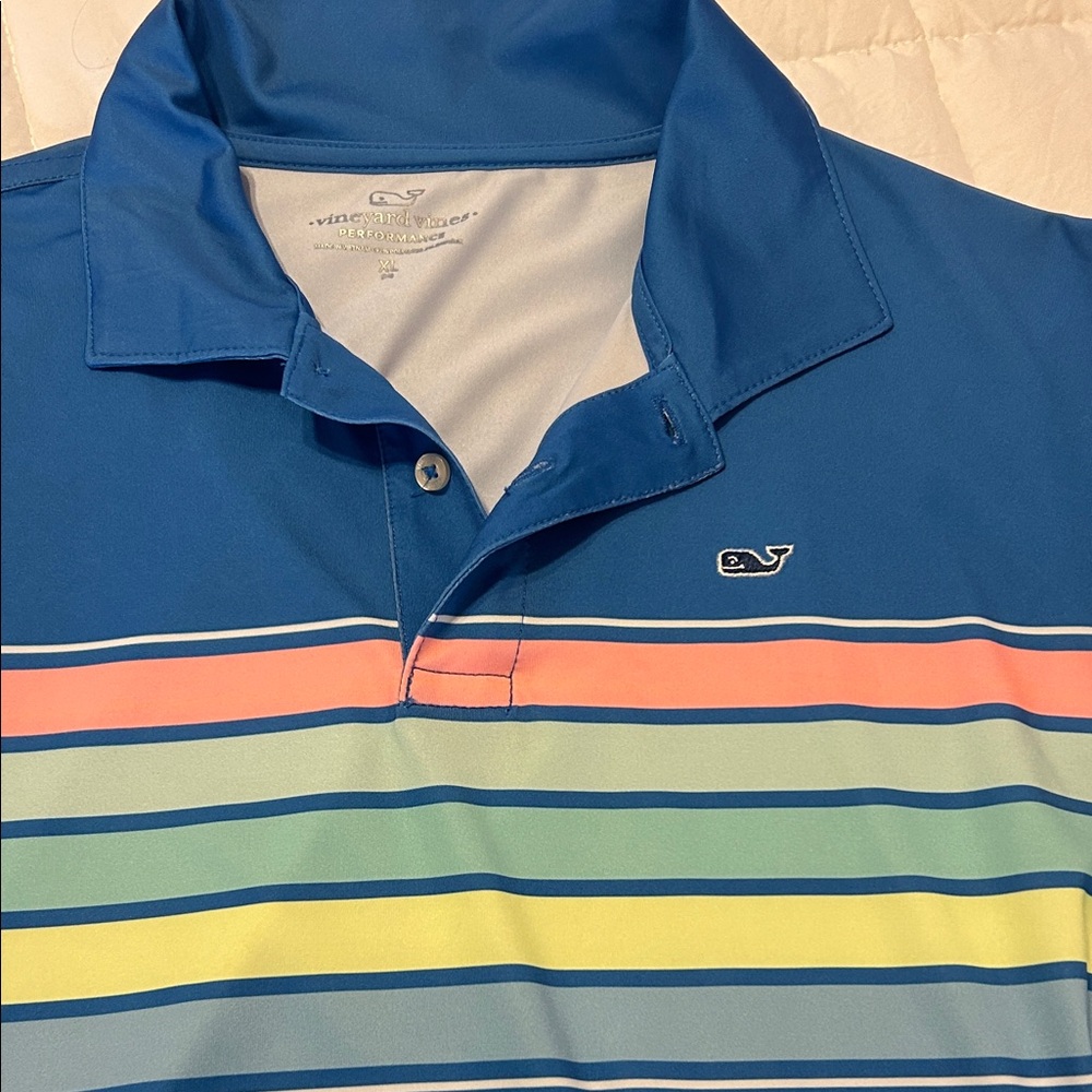 Vineyard Vines Kids Blue Striped Polo Shirt, XL